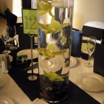 Floating green Cybidium Orchid centerpiece.