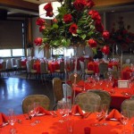 All red rose high-style centerpiece.