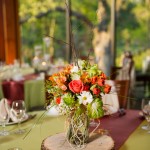 Popular this summer, Mason jars filled with garden flowers.