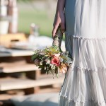 Rustic, Bohemian wedding bouquet wrapped in twine.