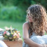 Bridal bouquet adds romance, even in the background.