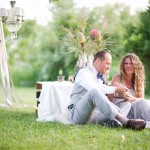 Jessica and Mat munch during this stylized wedding shoot.
