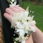 White Orchid Wristlet with Rhinestones