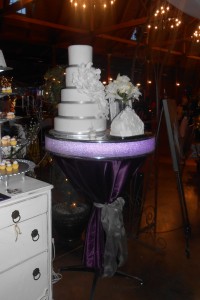 This modern cake stand can be lit to your custom colors.