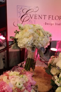 Abundant, ruffled bouquet of Hydrangea, Stock, and Mixed Garden Roses.